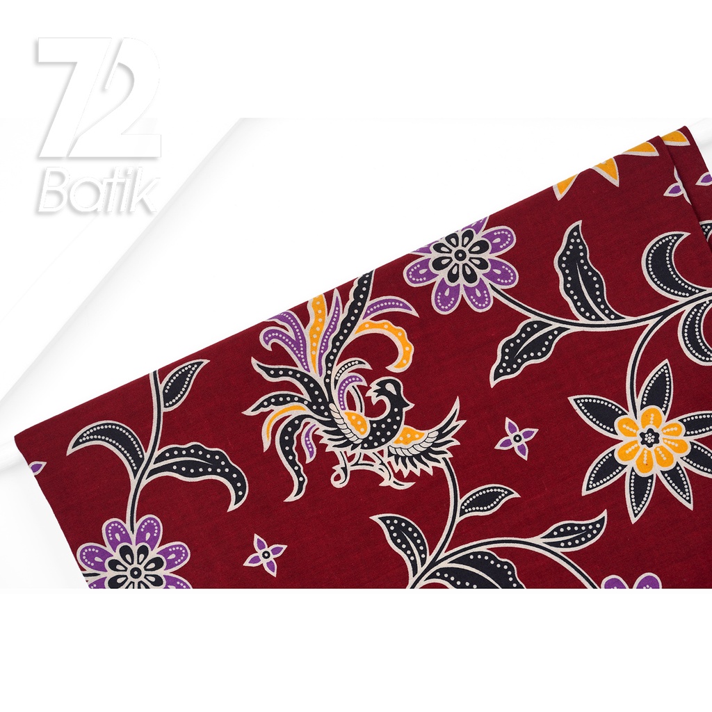 KAIN BATIK PREMIUM Bahan Katun Motif Kembang Fox Warna Merah Maroon 723085 Cap 72IL Jarik Jarit Samping Kebat Panjang Batik Katun Modern Premium Bahan Seragam Batik Pernikahan Kantor Keluarga Murah Kamen Jadi Batik Bali Lembaran