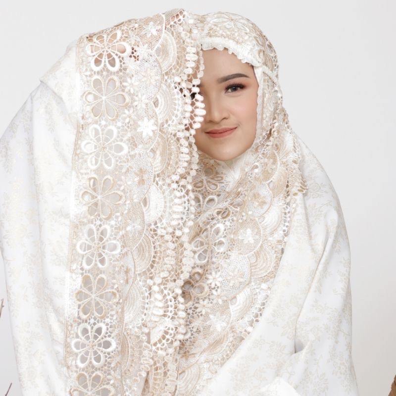 mukena katun poil kd pull renda prada