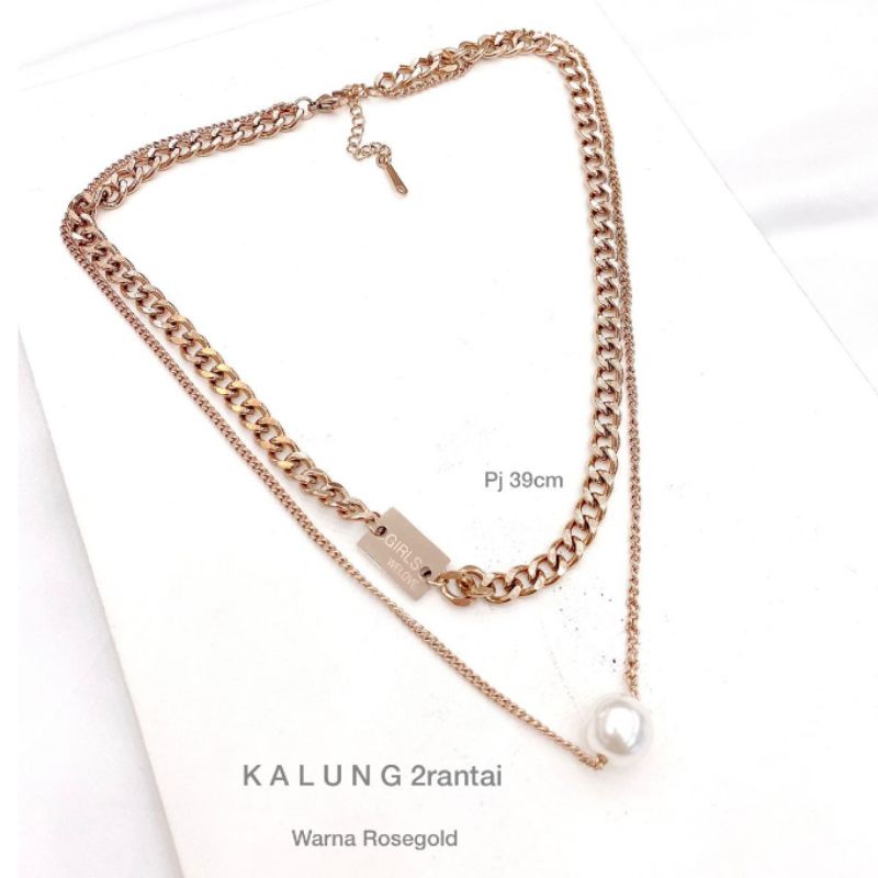 Kalung Titanium Asli kilau mirip emas asli Premium Quality Anti karat anti alergi Stainless steel ori mata kilau Kl02