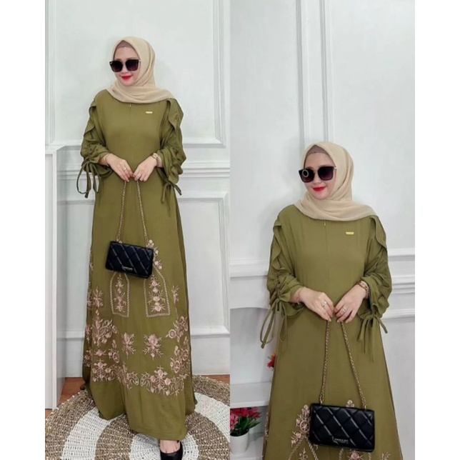ZAHIRA GAMIS MUSLIMAH BORDIR BAHAN CRINKLE