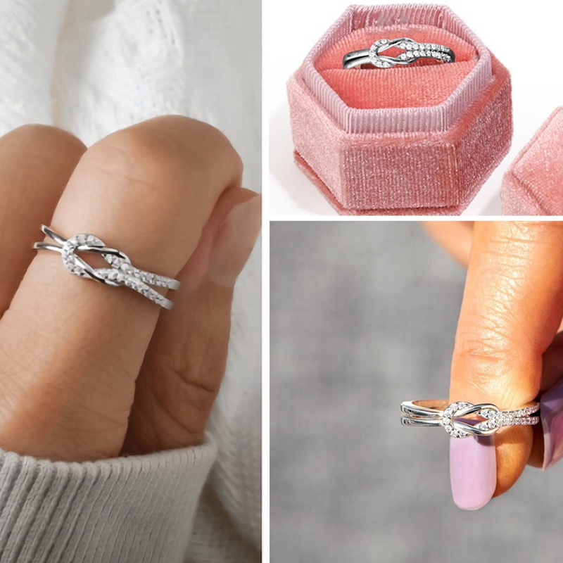 Fancyqube Untuk Putriku Cincin Simpul'Forever Love' Dan Kartu Pesan Penghangat Hati Hadiah Perhiasan