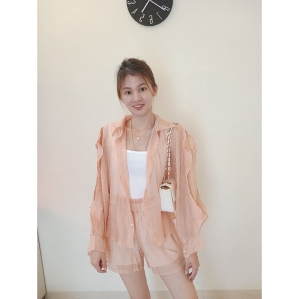 Noona kemeja set (Peach)