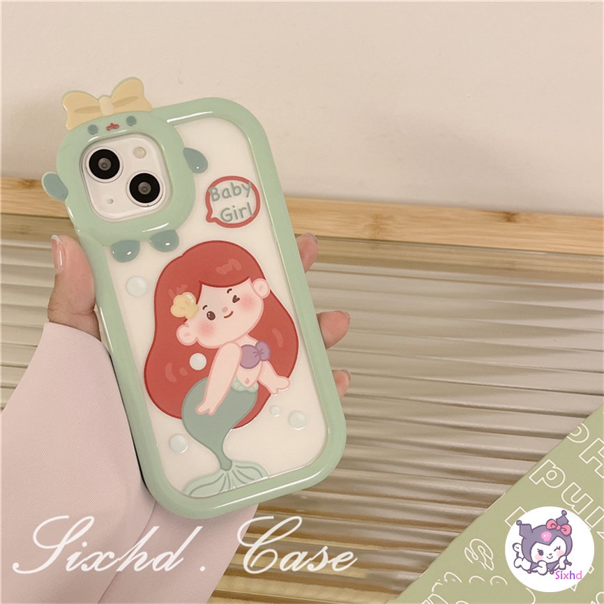 Realme C35 C31 C30 C25Y C21Y C25 C15 C12 C11 C21 C20 C17 C3 9i 7i 6i 5i 5s 5 Narzo 50A 50i Prime 3D Bow Phone Case Cute Mermaid Princess Phone Soft Cover