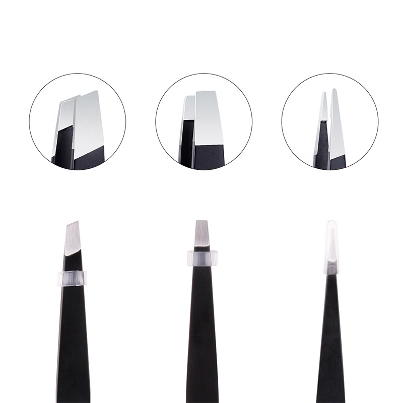 Pinset Pencabut Alis Eyebrow Tweezer 3 PCS - HJ-E92 - Black - OMHREHBK