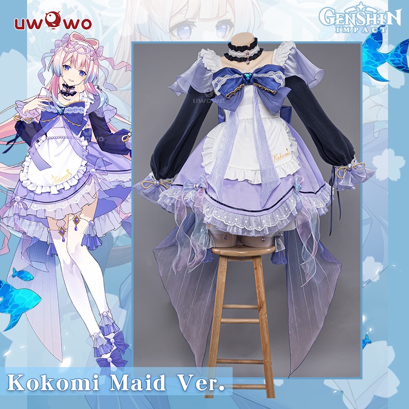 UWOWO Game Genshin Impact Kokomi Cosplay Maid Costume For Halloween Christmas Artist's Authorization