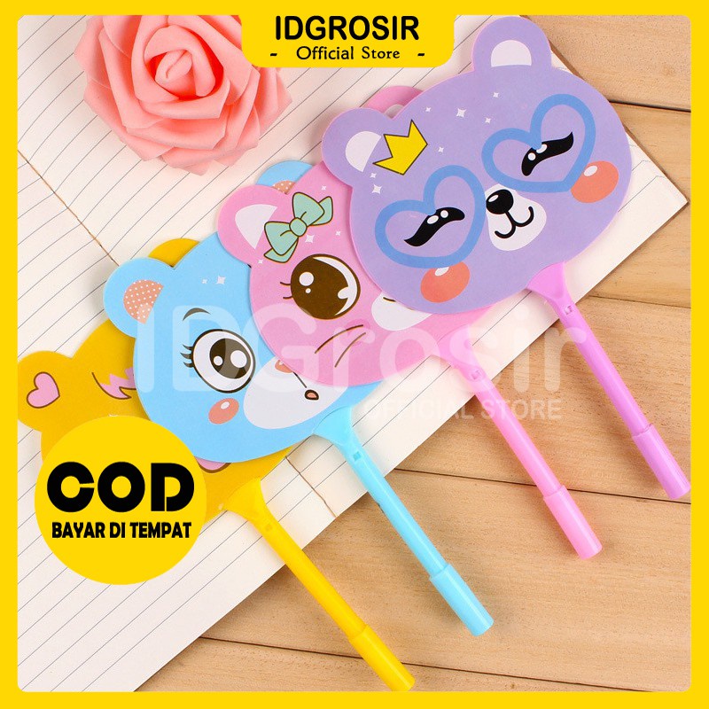 

IDgrosir 4pcs Pena Pulpen Pen Bentuk Kipas Gel Muka Kucing IDG-ST0002