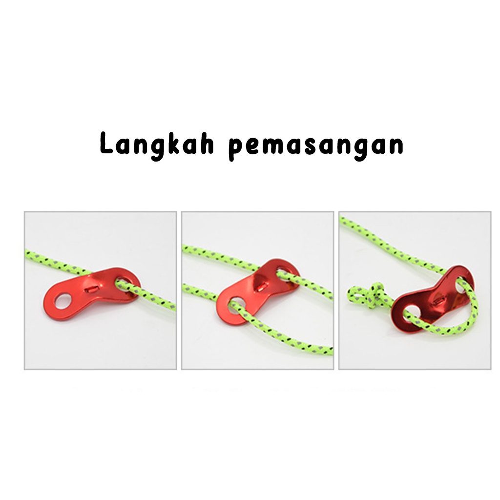 Tali Flysheet Trap tent Hook/Tensioner/Gesper Guyline Strap Buckle Penjepit Pengait/Pengencang Tenda