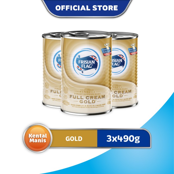 

Frisian Flag Bendera Susu Kental Manis Full Cream Gold 490g [3 pcs]