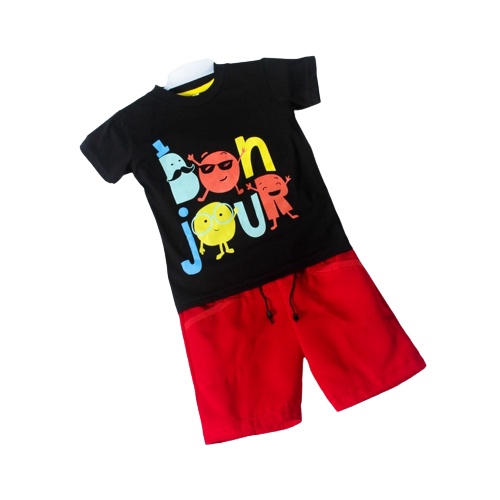 KALILA -BLACK BONJOUR Set Kids Setelan Baju Anak Laki Laki