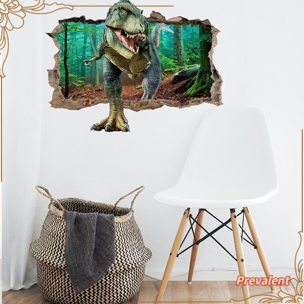 Preva Wall Decals Dinosaurus Hutan 3D Smashed Wall Arts Dinosaurus Dinding Mural