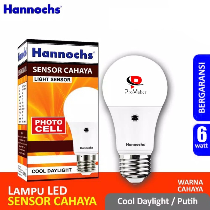 Hannochs Light Sensor LED 6 Watt Lampu Sensor Cahaya Original