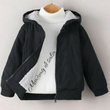 Jaket Anak Hoode Bulu Tebal Musim Dingin