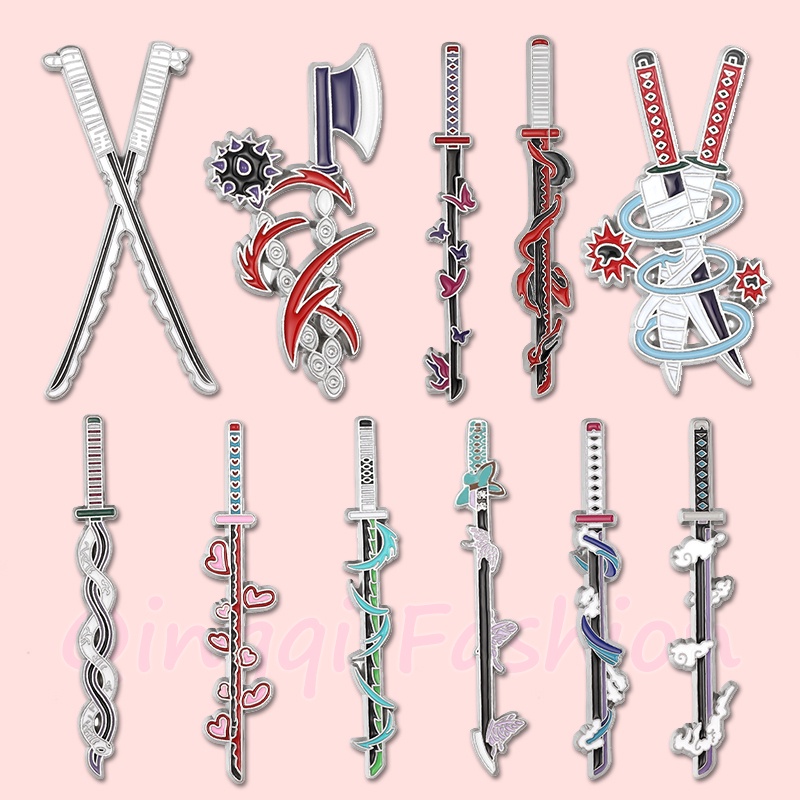 Demon Slayer Enamel Pin Anime Pedang Jepang Metal Bros Lencana Kerah Pin Untuk Wanita Pria Ransel Aksesoris Hadiah Penggemar Perhiasan