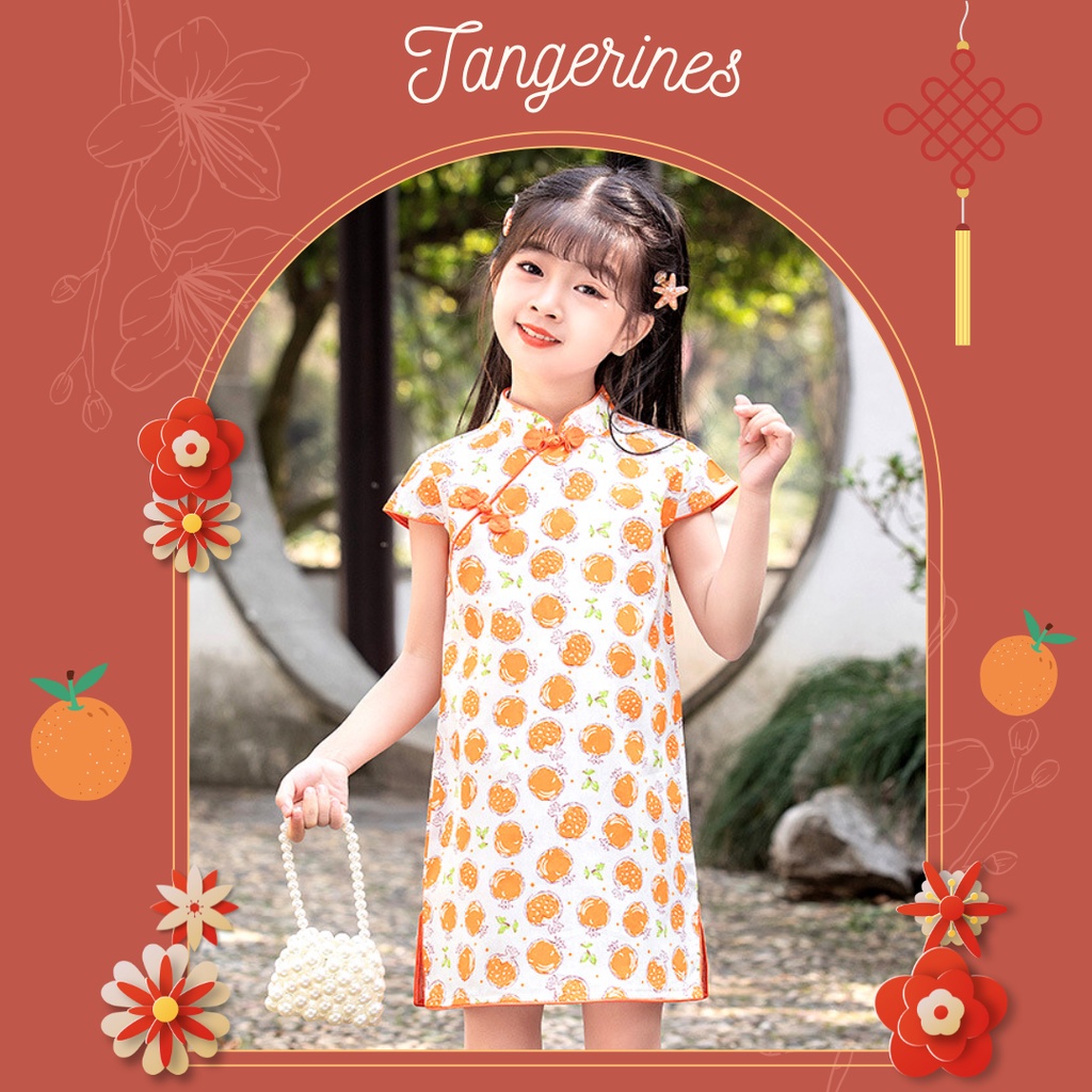 Tangerines Mandarins Cheongsam / cheongsam anak perempuan lucu / dress cheongsam anak / cheongsam an