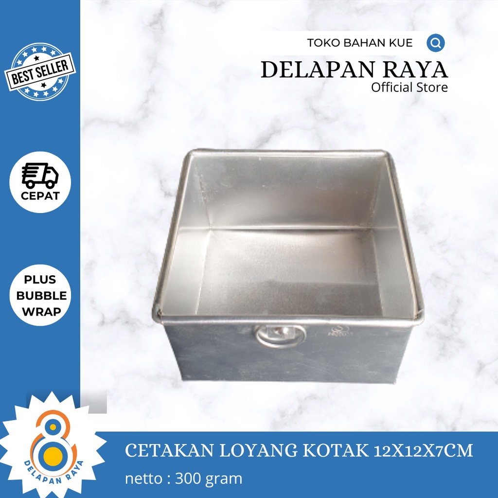 CETAKAN LOYANG KOTAK KUE 12X12X7CM - 8Raya
