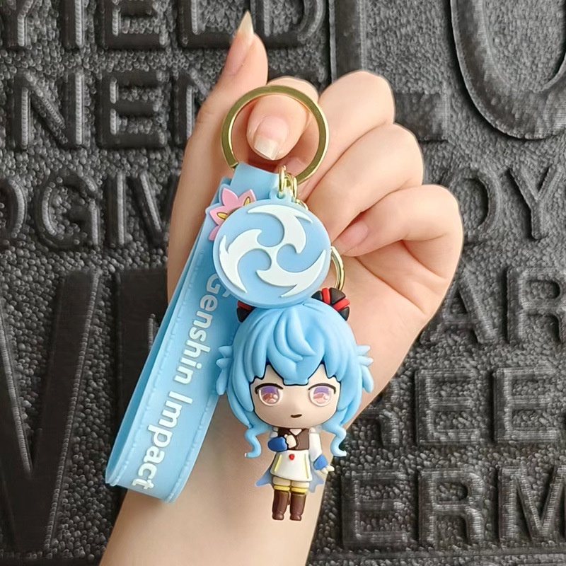 Genshin Impact Keychain Xiao Venti Qiqi Keqing Figure Toy PVC Doll Keychain Bag Pendant Keyring Kids Christmas Birthday Gift