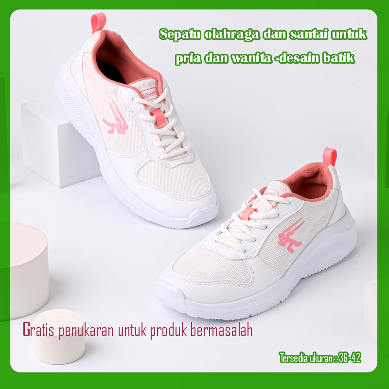 COD promosi Baru Sepatu Kasual motif terbaru dan batik untuk lelaki dan perempuan sepatu santai, ringan, breathable, trendi, untuk olahraga. Bisa untuk hadiah, pengiriman cepat, gratis penukaran jika produk bermasalah model WHITE PEACH A