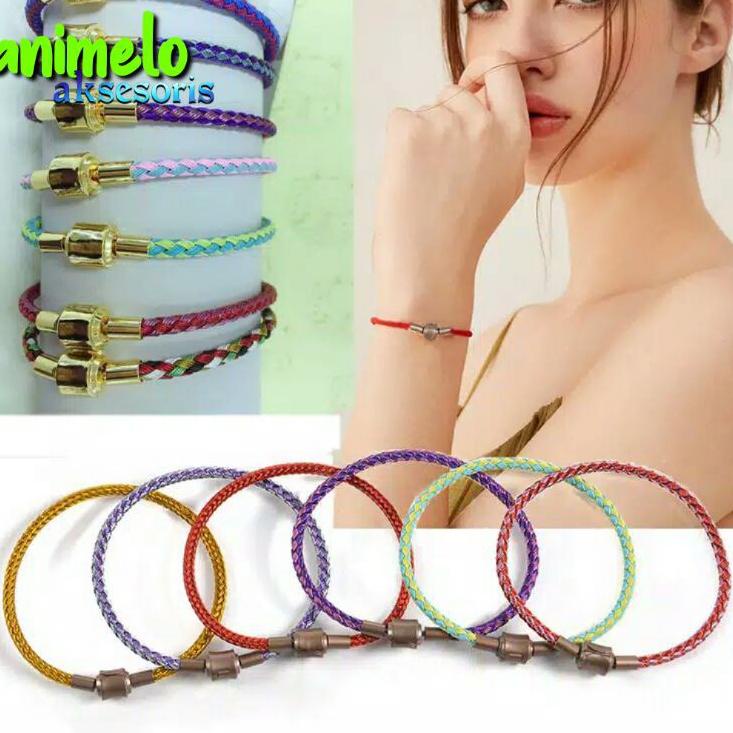 Baru Berkualitas Gelang Tali Kawat Wire Rope Anti Air Liontin Emas Huruf Alfabet Free 2pcs Stopper