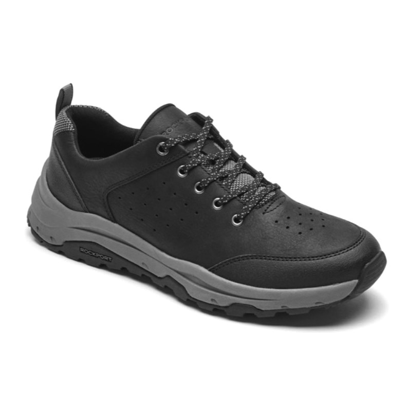 Sepatu ROCKPORT Mens BIRCHFIELD ALPINELOW Black Lea CI8198 Black Trail Outdoor Hiking ORIGINAL