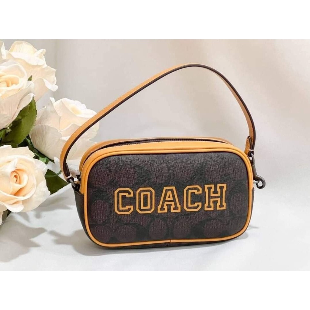 COACH CB851 Coach Outlet Women's Bag Classic Logo VARSITY Pattern JAMIE Wristlet Shoulder Bag