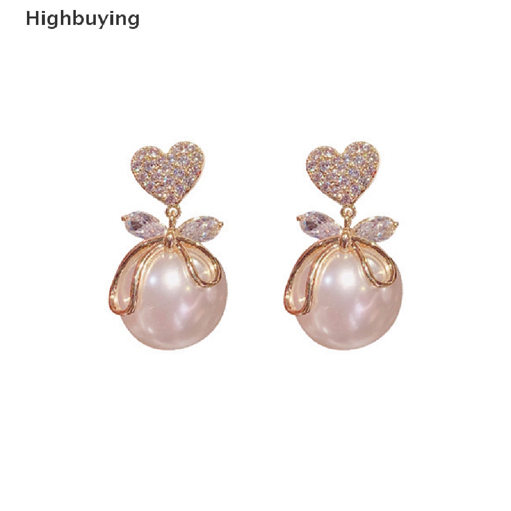 Hbid 1pasang Wanita Anti Karat Mutiara Imitasi All-Match Sederhana Stud Earrings Pendant Glory