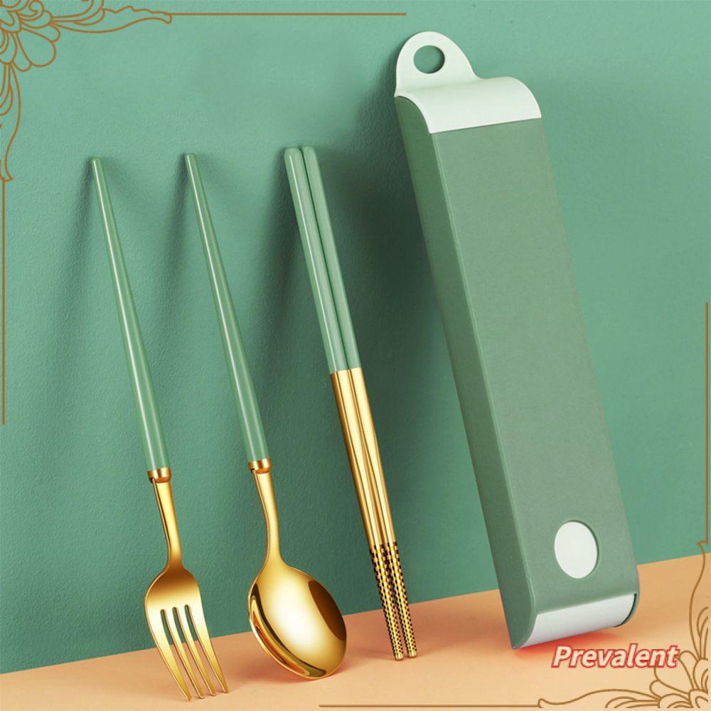 Preva Cutlery Set Portable Travel Stainless Steel Dengan Kotak Peralatan Makan