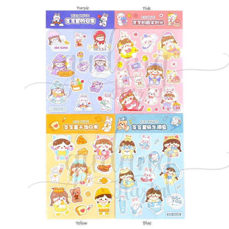 Stiker Chibi Girl Stiker Motif Cewek Lucu Kartun DIY Scrapbook GH 303095