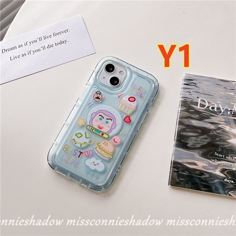 IPHONE Casing Kompatibel Untuk Iphone11 14 13 12 Pro Max7 8 6 6S Plus XR X XS MAX Shockproof Airbag Kartun Stiker Lucu Toy Story Alien Buzz Lightyear Casing Ponsel TPU Lembut Transparan