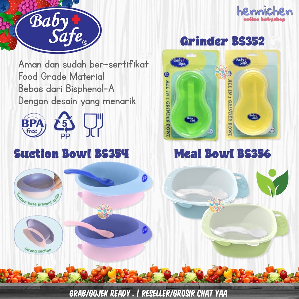 Baby Safe BS352 Grinder / BS354 Suction Bowl / BS356 ada Sendok Tempat Makan Bayi BabySafe