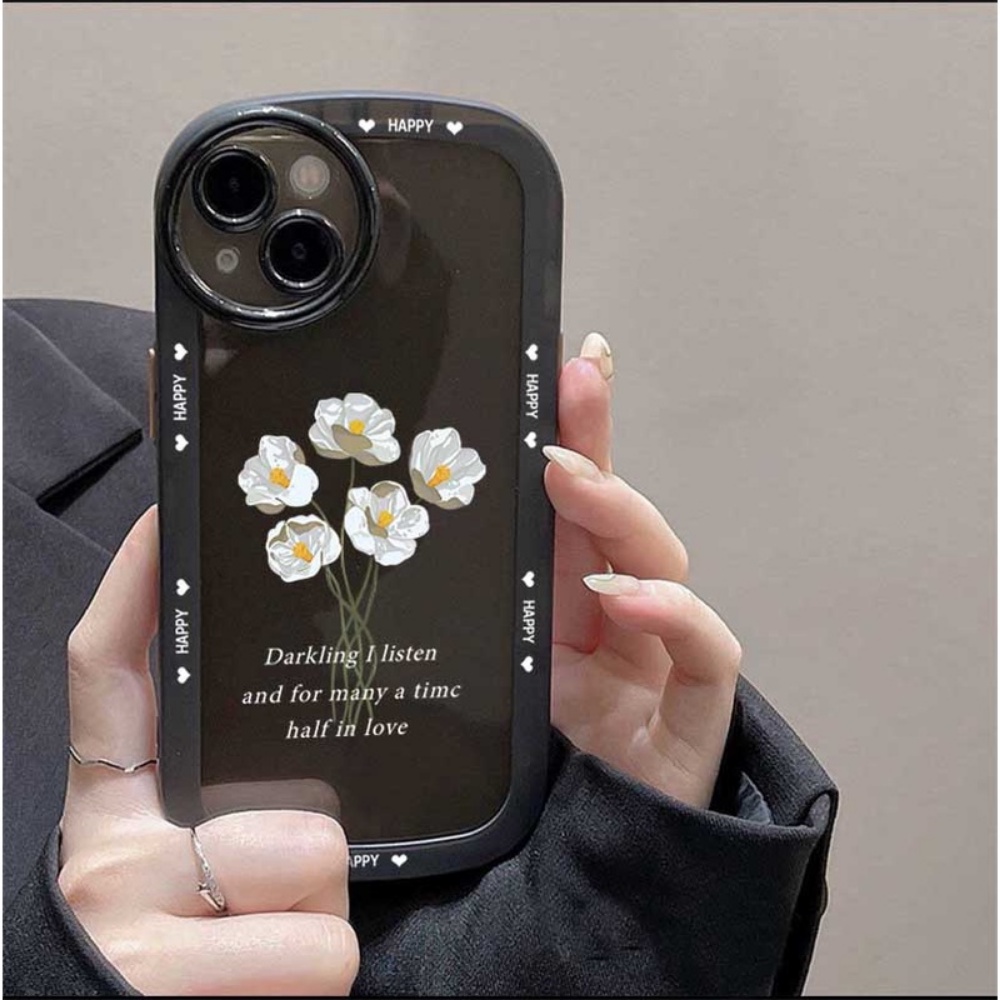 Realme 10 4G Realme C33 C35 C21Y C25Y Realme5 5i 5S 6i C3 C21 C11 2021 C25 C15 C12 C2 C3 C1 Narzo 50A Lensa Oval Perdana Casing Bening Motif Bunga Tulip Shockproof TPU Soft Phone Cover BY