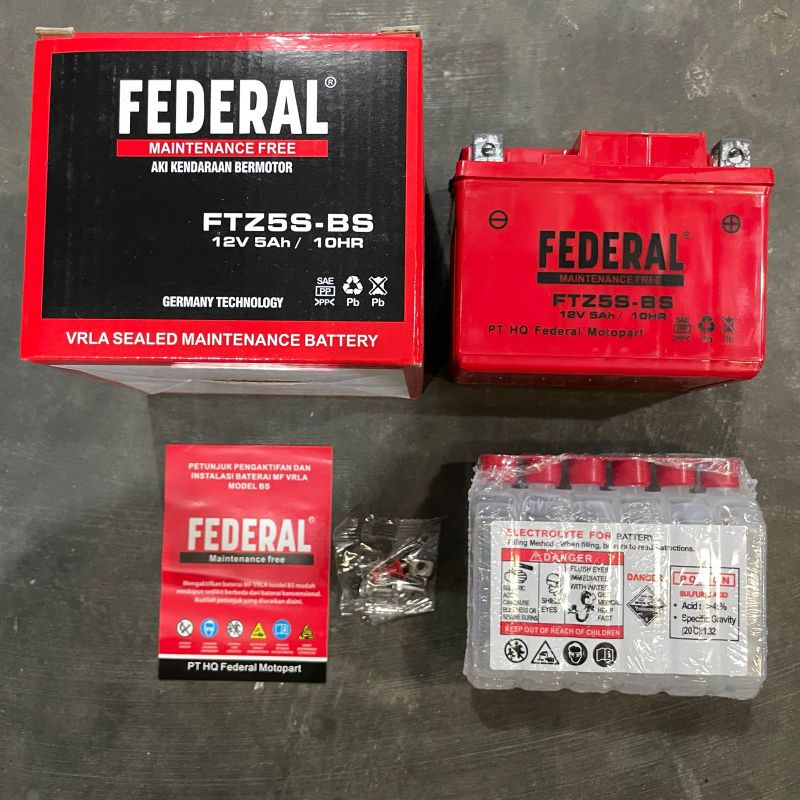 aki federal ftz5s-bs semi kering beat/vario/karisma/revo