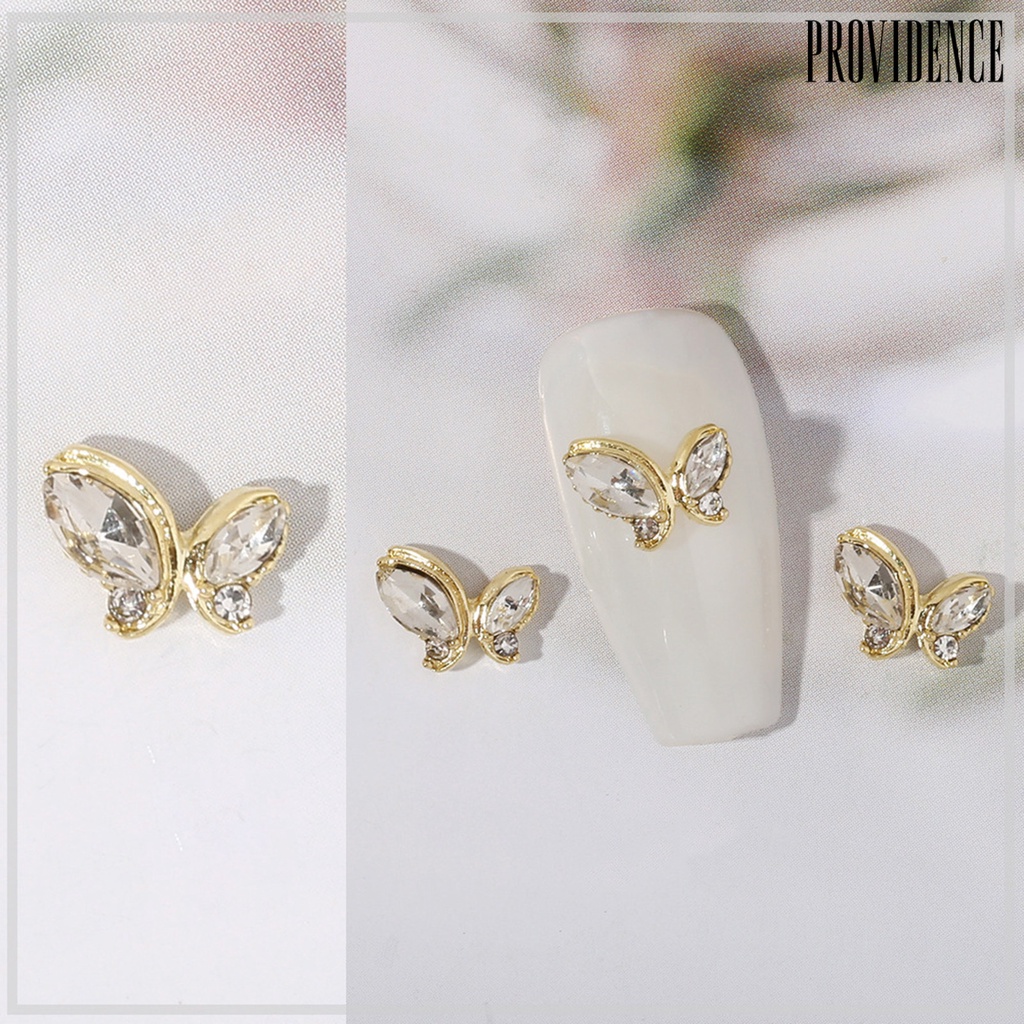 Providence 10Pcs Manicure Decor Tiga Dimensi Bersinar Mempesona Efek Visual DIY Alloy Butterfly Heart Water Drop Garland Nail Charm Nail Salon Supply