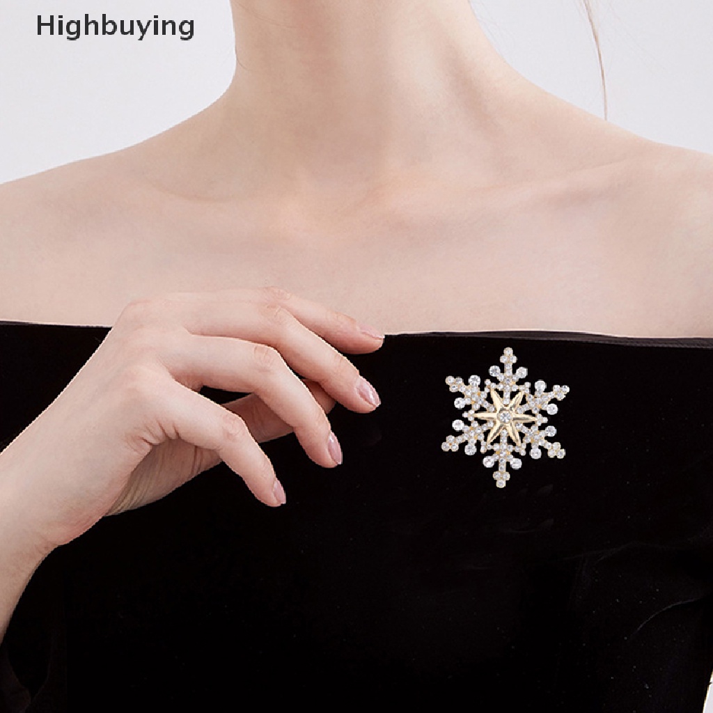 Hbid Fashion Pin Menawan Kristal Berlian Imitasi Bros Natal Snowflake Bros Natal Bros Hadiah Glory