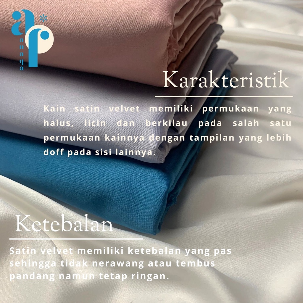 ½ Meter Kain Satin Silk Velvet PREMIUM Bahan Dress, Dalaman, Bridesmaid, Kebaya