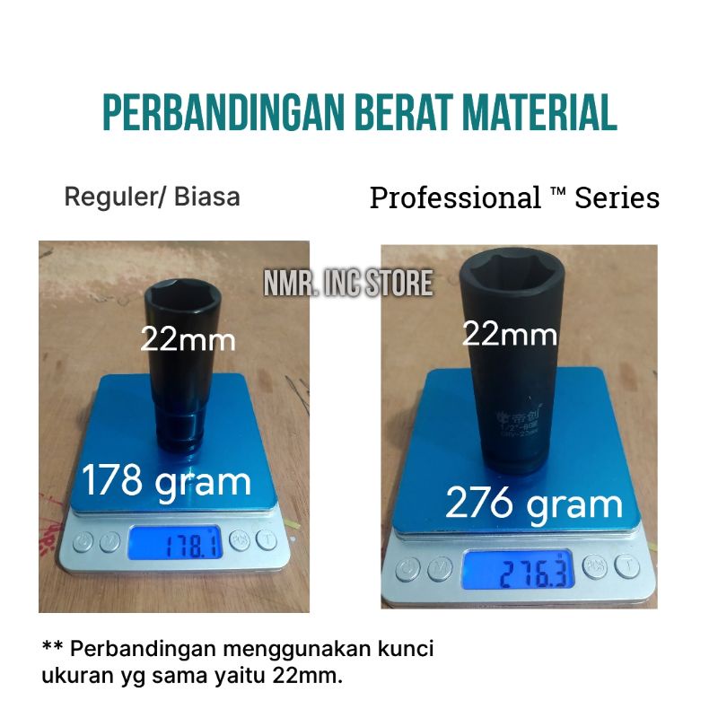 Mata Kunci Shock Impact 1/2 Professional Series CR-MO dan HQ CR-V, Panjang Pendek, Sok, sock, Socket