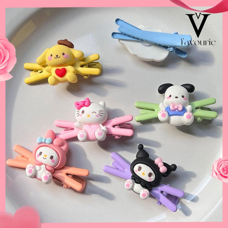 CODKlip Rambut Jepit Kata X Lucu Duduk Cinnamoroll Anjing Kuromi Kartun Fashion Korea Siswa Perempuan Poni Sisi Klip-FA