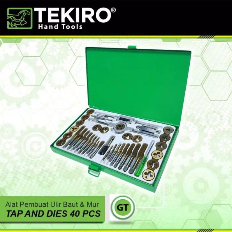 TEKIRO TAP AND DIE SET 40PCS HAND TAP DAN SENAI SET