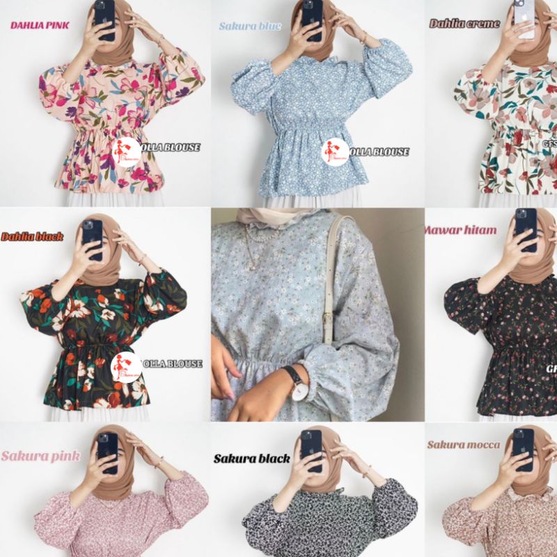 FLOWY BLOUSE VINTAGE KOREAN STYLE - OLLA BLOUSE |BAHAN SHAKILA