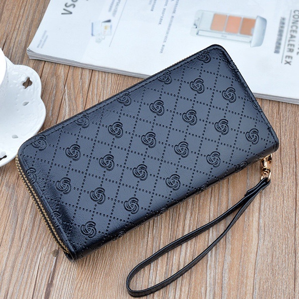 DOMPET PANJANG WANITA IMPORT 2 RESLETING KULIT HITAM JAELINA WA625B5 MUAT HP BRANDED PREMIUM TALI PENDEK REMAJA KEKINIAN KARTU UANG KOIN KOREA FASHION BATAM CASUAL SIMPLE