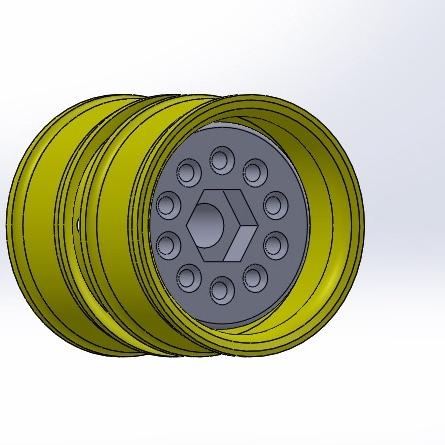 Baru Velg dan Tromol Belakang Miniatur dump Truk Skala 12 Dia Velg 48 mm As Tromol 8 mm