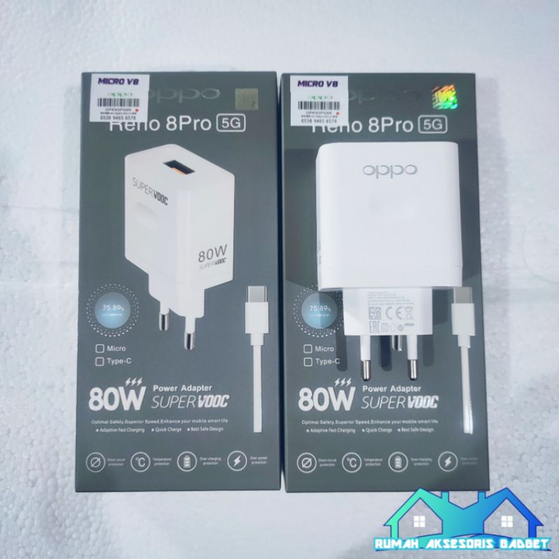 CHARGER OPPO SUPER VOOC 80W Kabel Micro USB model Reno 8 pro Original