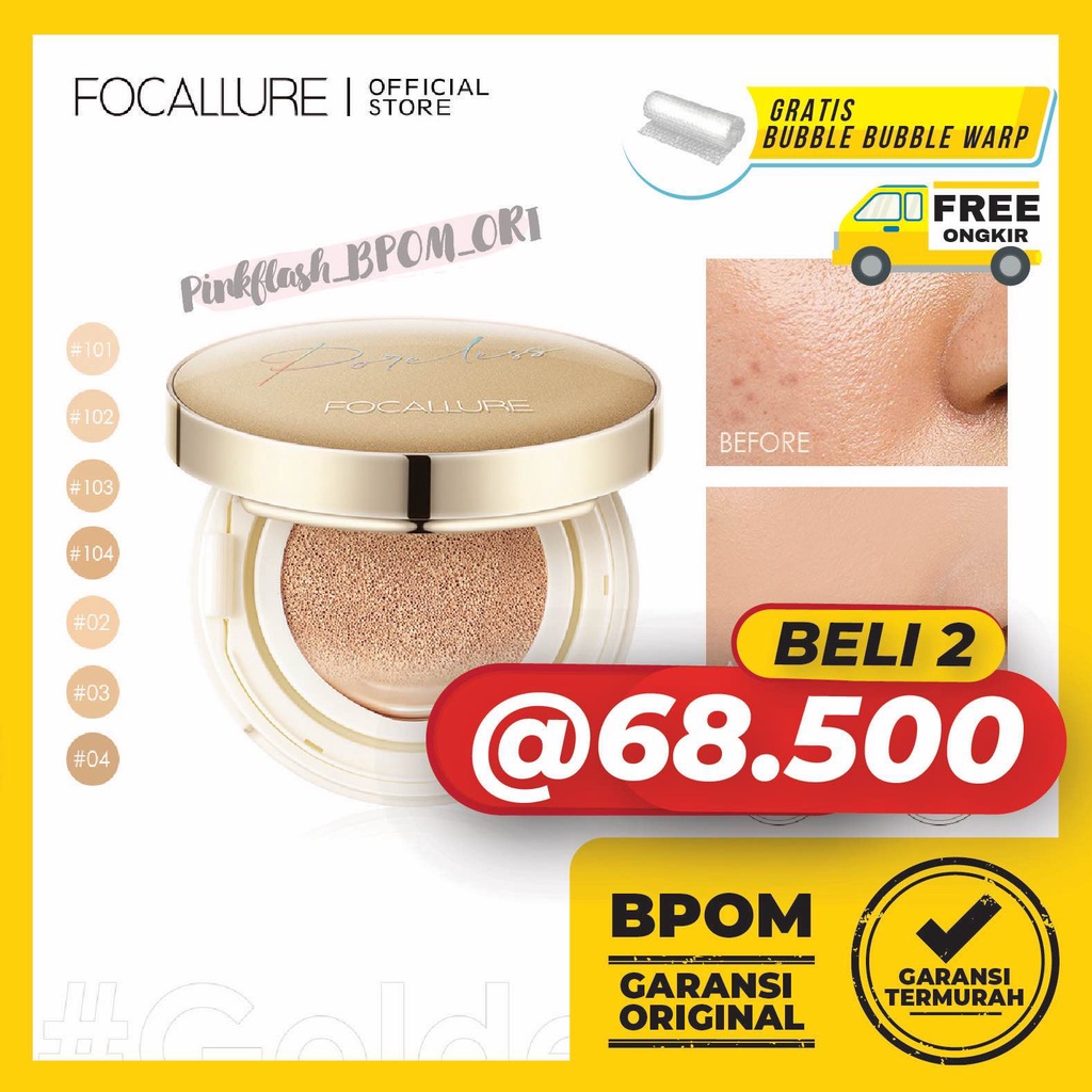 FOCALLURE Poreless BB Cushio Foundation Full Coverage Waterproof Foundation #GoldenAge FA198