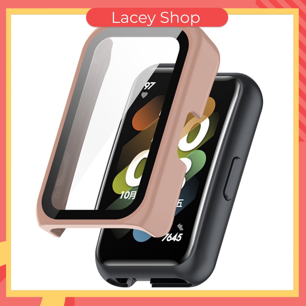 2 in 1 Hard Screen Protector Huawei Band 6/7 PC Frame + Tempered Glass Protective Case Honor Band 6