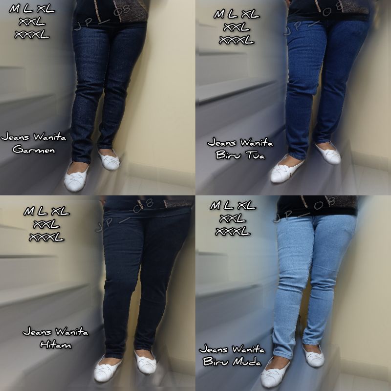CELANA JEANS BIG SIZE WANITA JUMBO 29 30 31 32 33 34 35 36 37 38 HITAM NAVY DENIM JINS PANJANG CEWEK LONG PANTS UKURAN BESAR S M L XL XXL XXXL BAHAN MELAR TEBAL KARET PINGGANG NGARET PROMO TERMURAH BANDUNG