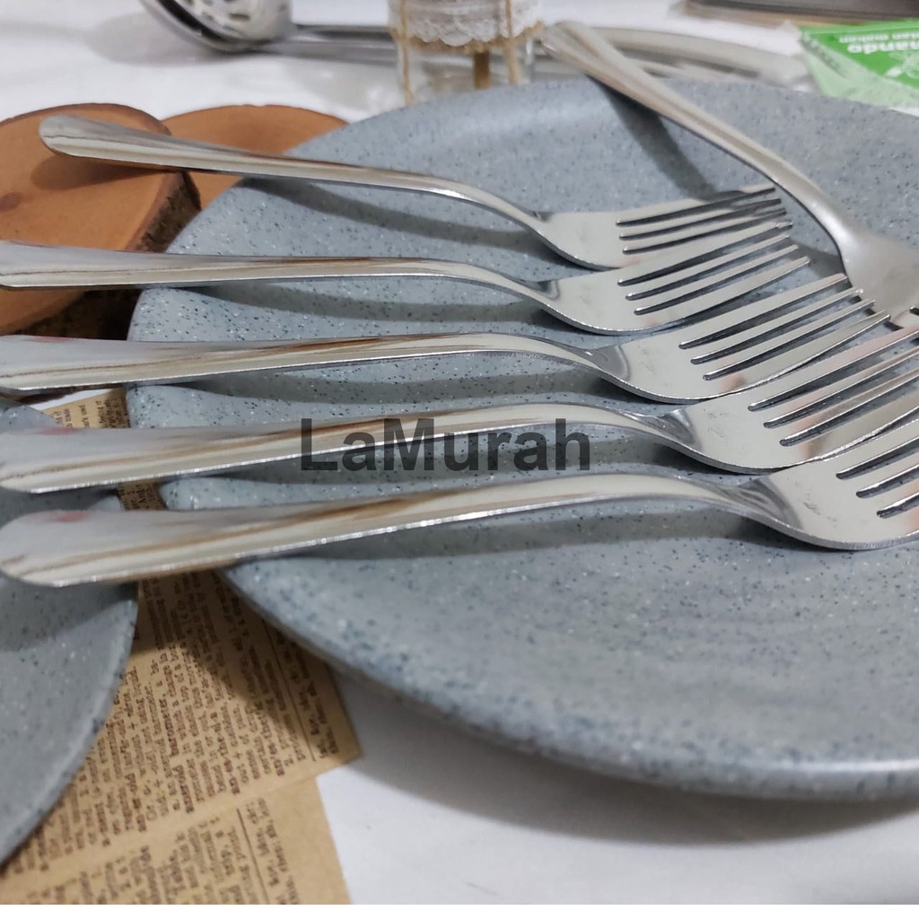6 buah sendok garpu makan tebal polos BS