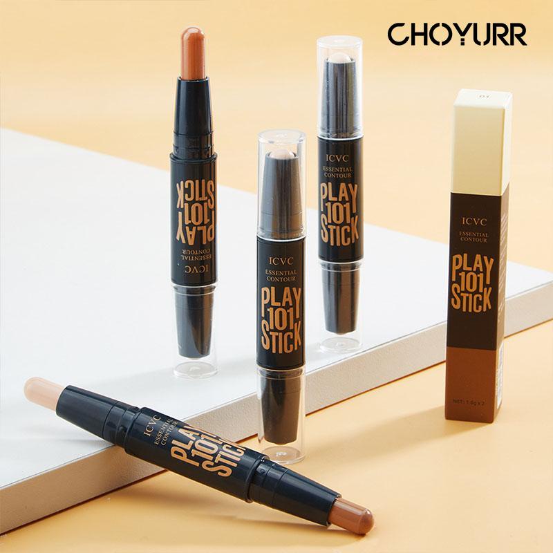 【COD】2 In1 Contouring Stick Waterproof Tahan Lama 3D Stick Concealer Face Stick Colour Geometry Duo Concealer Stick Contour Make up Stick Murah-CH