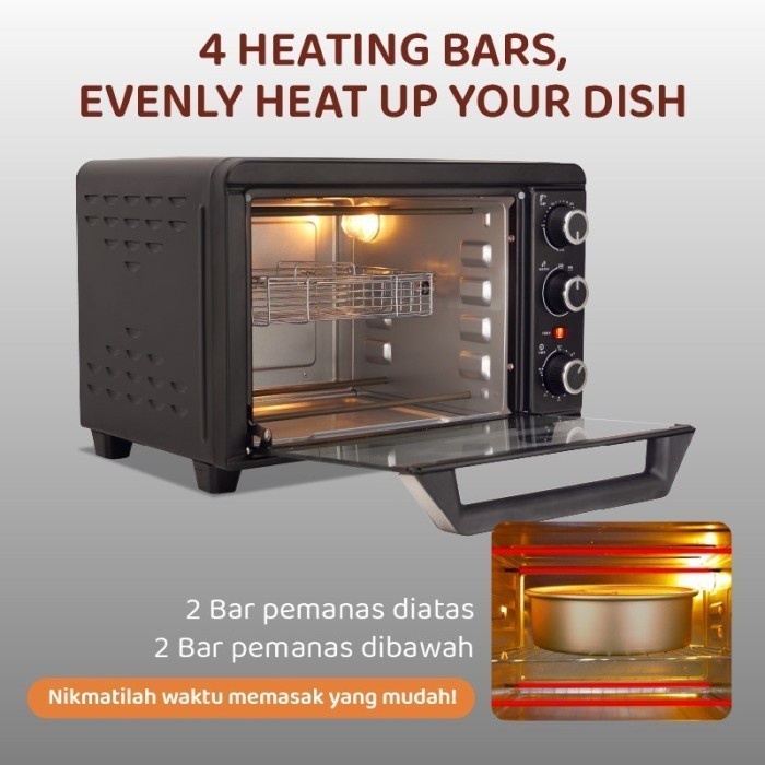 Flife Electric Oven 28 Liter Ov28Hx01 Oven Listrik 4 Elemen Pemanas #Original