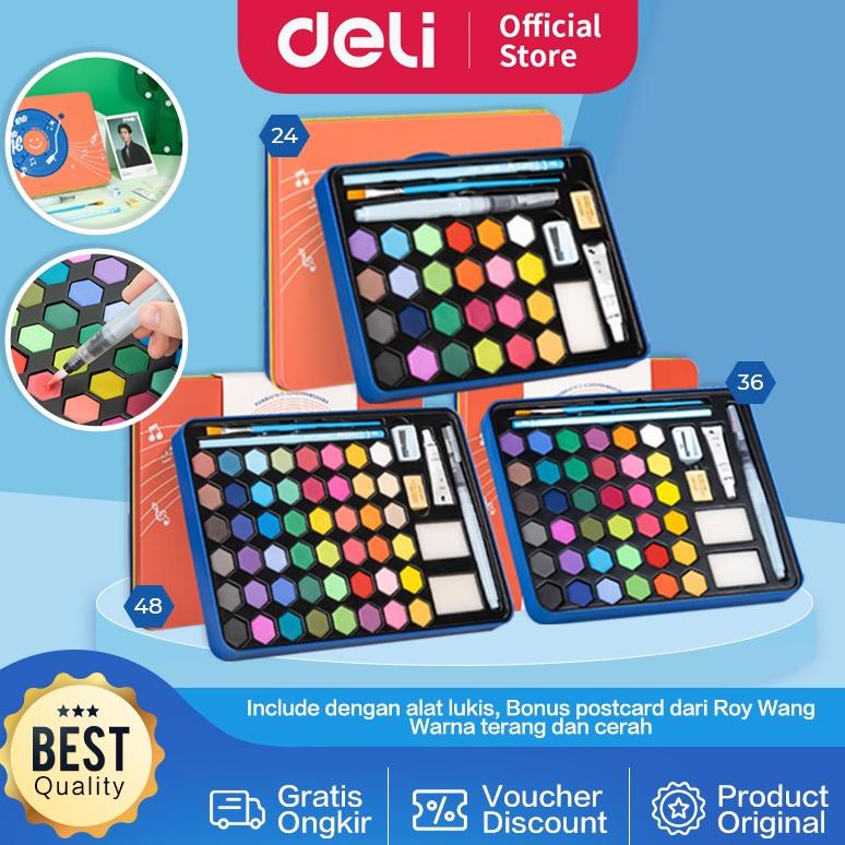 

DELI SOLID WATERCOLOR PAINT / SET CAT AIR PADAT WARNA TERANG DENGAN KUAS AIR OTOMATIS 73936-X TERLARISS...,,,,,