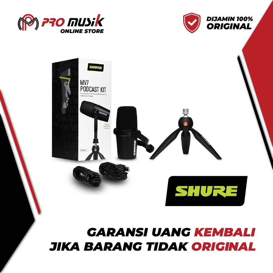 Shure MV7K-BNDL Mic Podcast With Manfroto Tripod