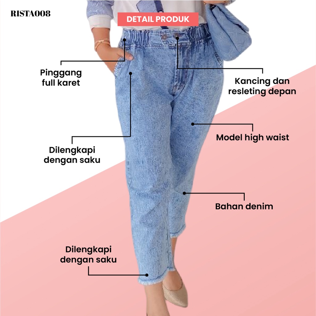 Feya Boyfriend Jeans Highwaist Pants Celana Panjang Denim Outfit Remaja Ootd Kekinian